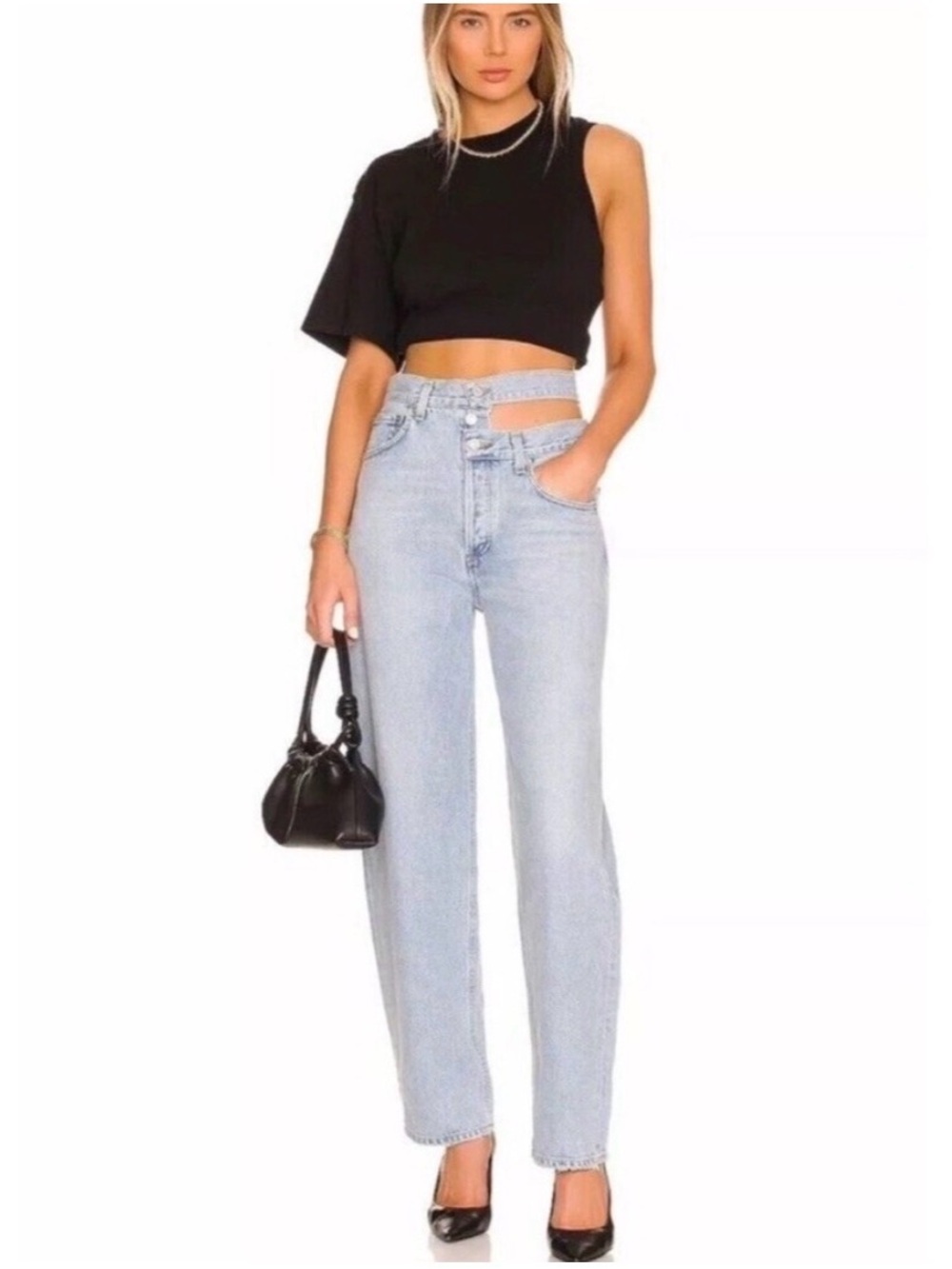 Agolde Broken Waist Band Jean Denim Light Wash Blue Size‎ 27 EUC High rise